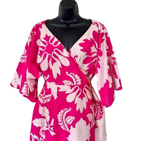 eShakti WAYWARD FANCIES Floral Tile Print Cotton Voile Wrap Dress - Picture 3 of 13